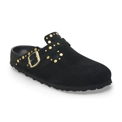 Boston Exquisite Rivets Black Suede Leather
