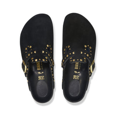 Boston Exquisite Rivets Black Suede Leather