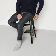 Cotton Slub Socks M Grey White
