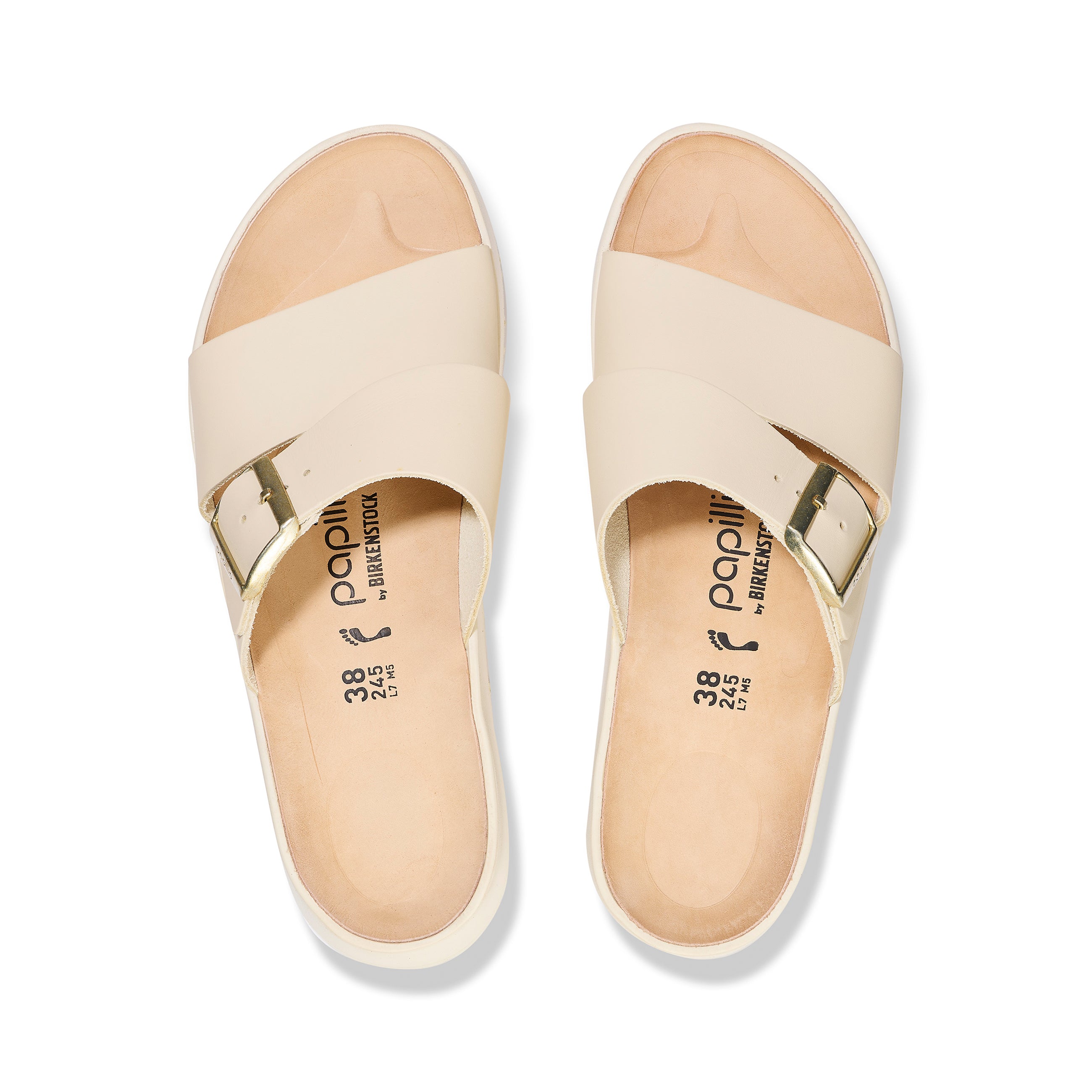 Almina Exquisite Platform Wedge Ecru Smooth Leather