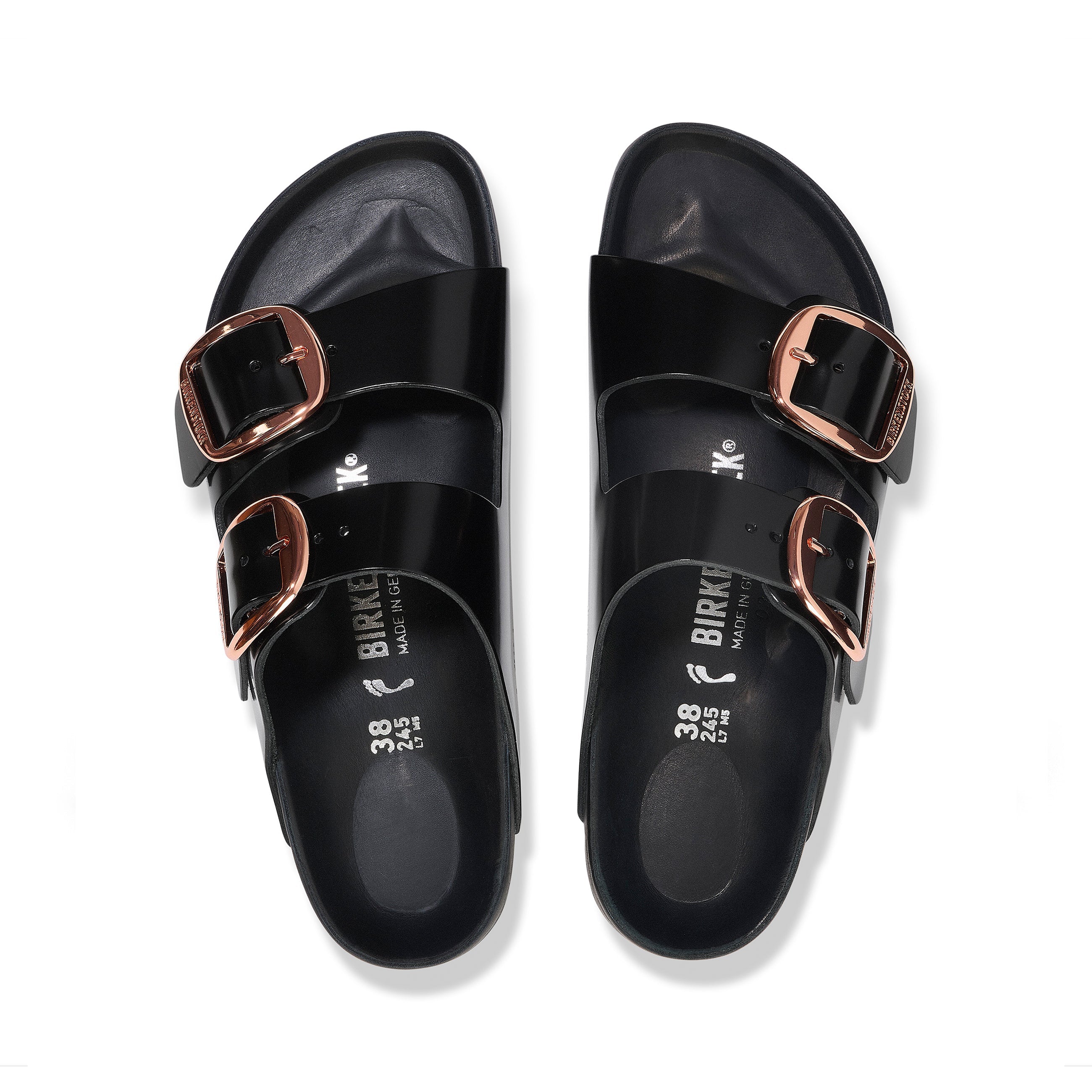 Arizona Big Buckle Exquisite High Shine Black Natural Leather Patent