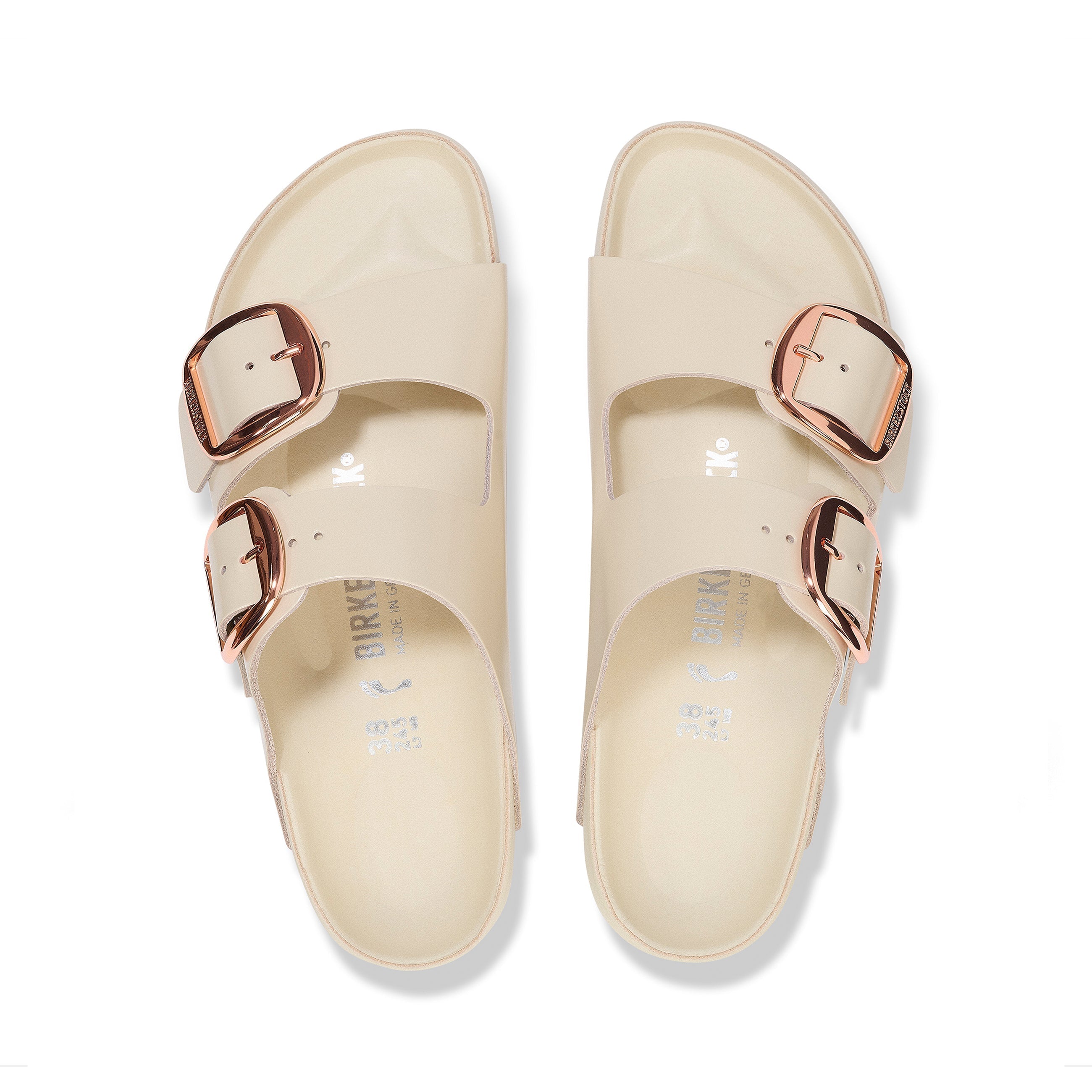 Arizona Big Buckle Exquisite High Shine Ecru Natural Leather Patent