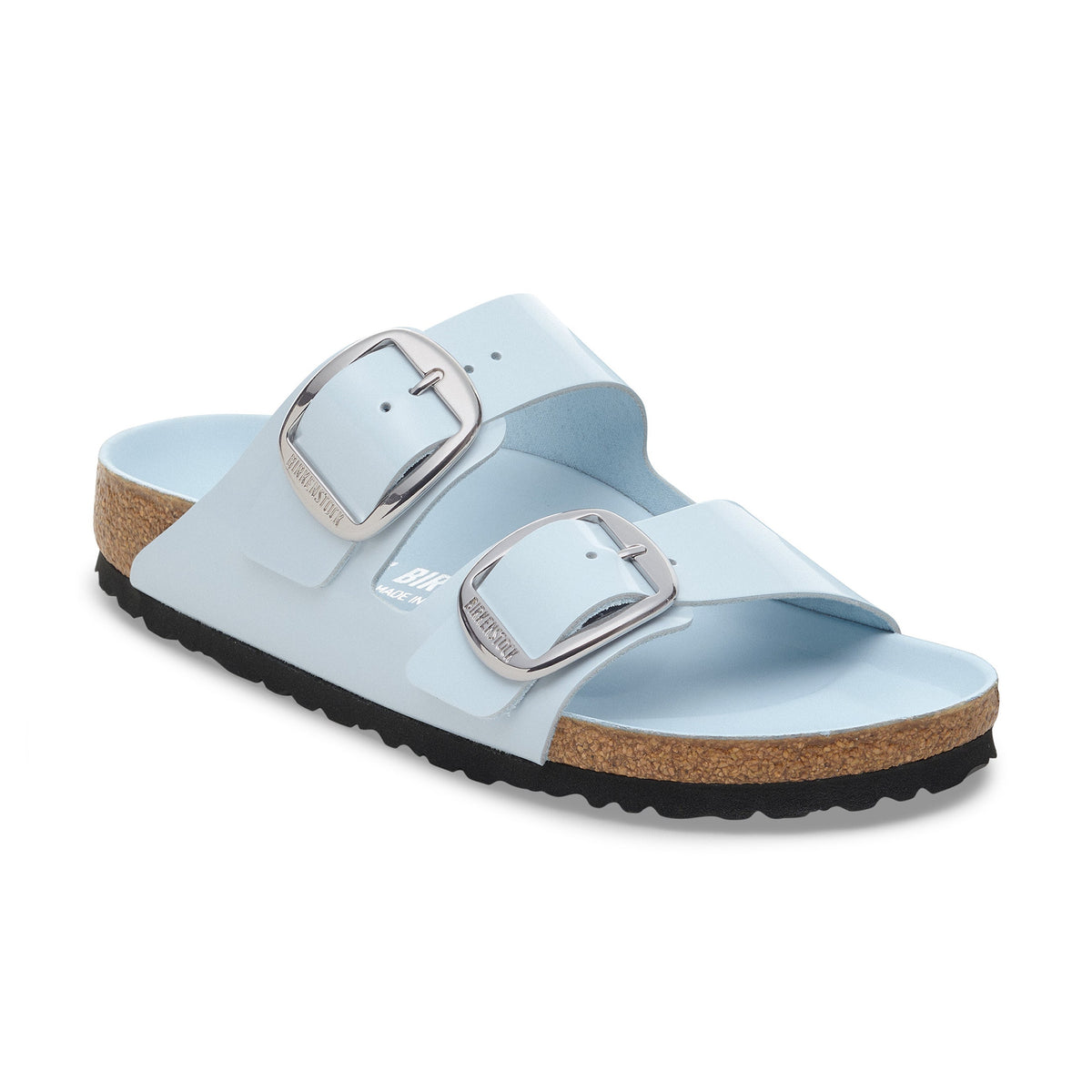 Arizona Big Buckle High Shine Baby Blue Natural Leather Patent