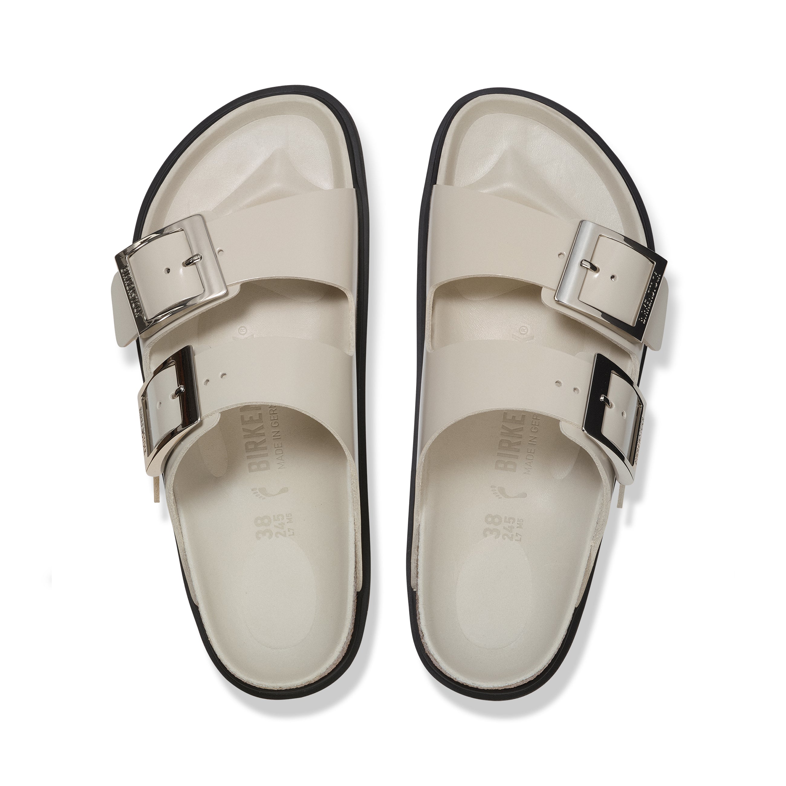 Arizona Droplet Buckle High Shine Oyster Natural Leather Patent