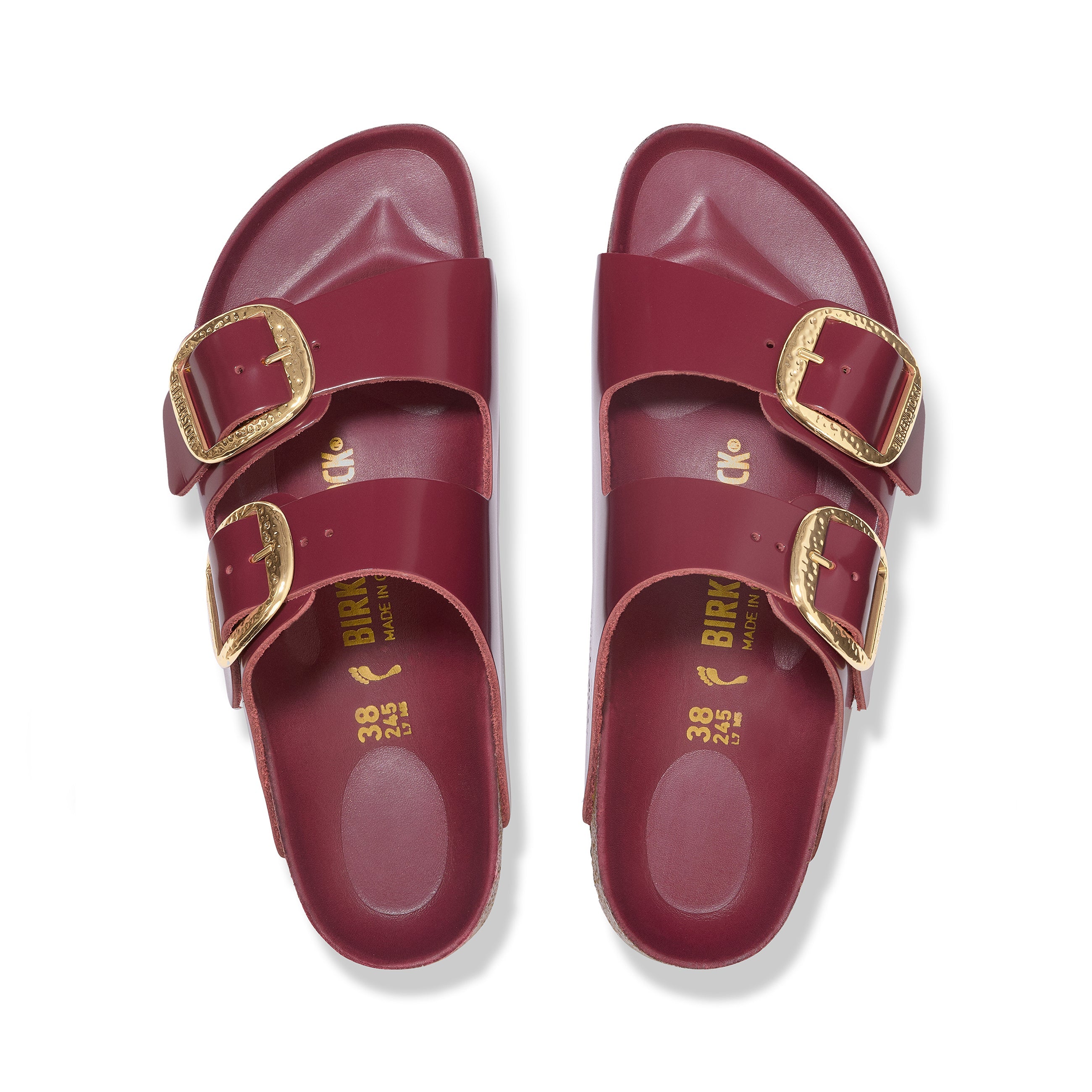 Arizona Hammered Big Buckle High Shine Zinfandel Natural Leather Patent