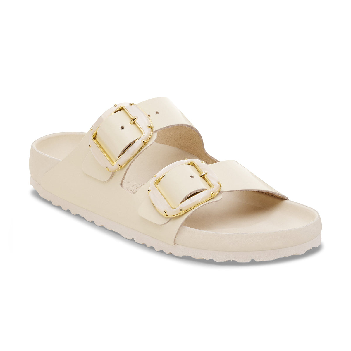 Arizona Pearl Big Buckle High Shine Ecru Natural Leather Patent