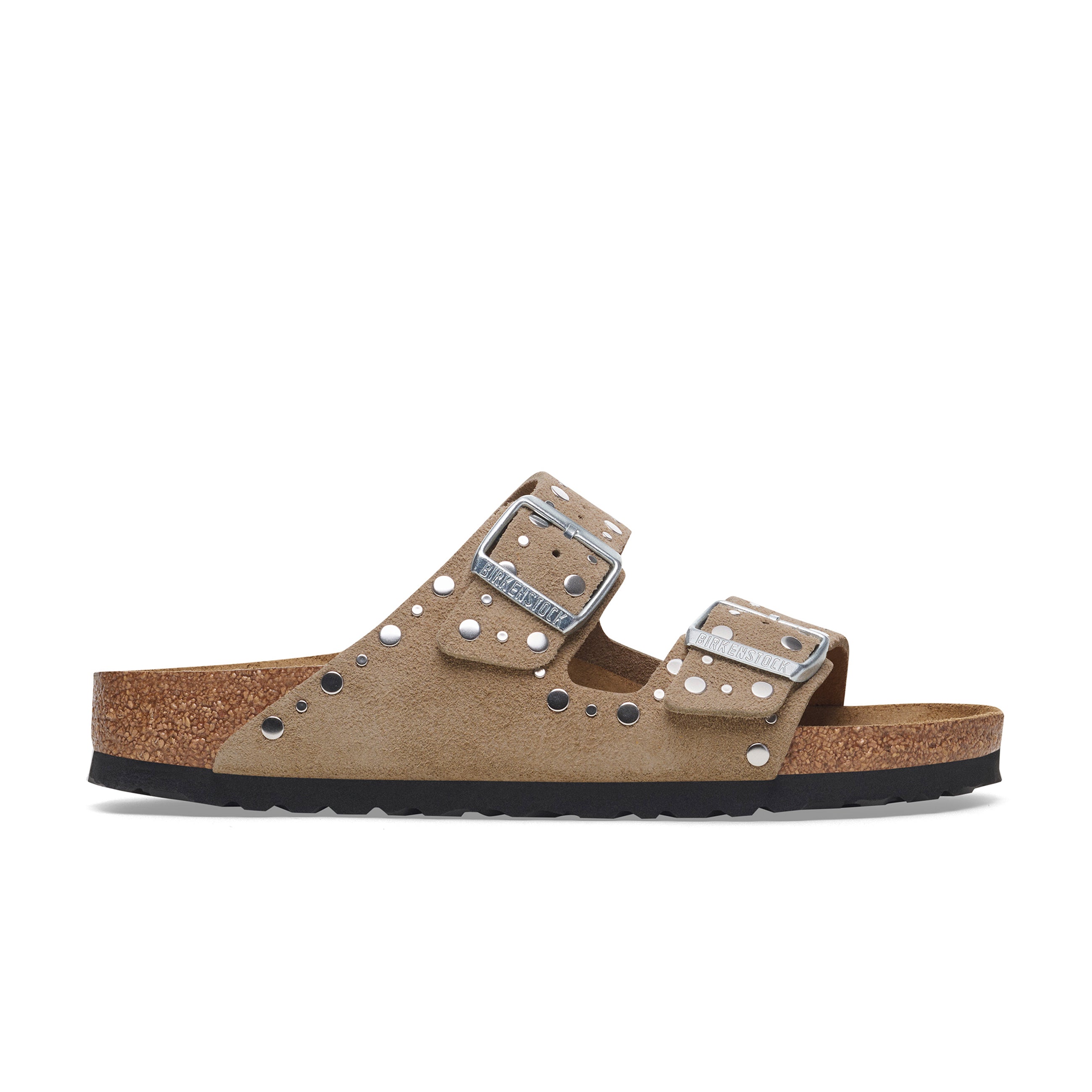 Arizona Rivet Taupe Suede Leather