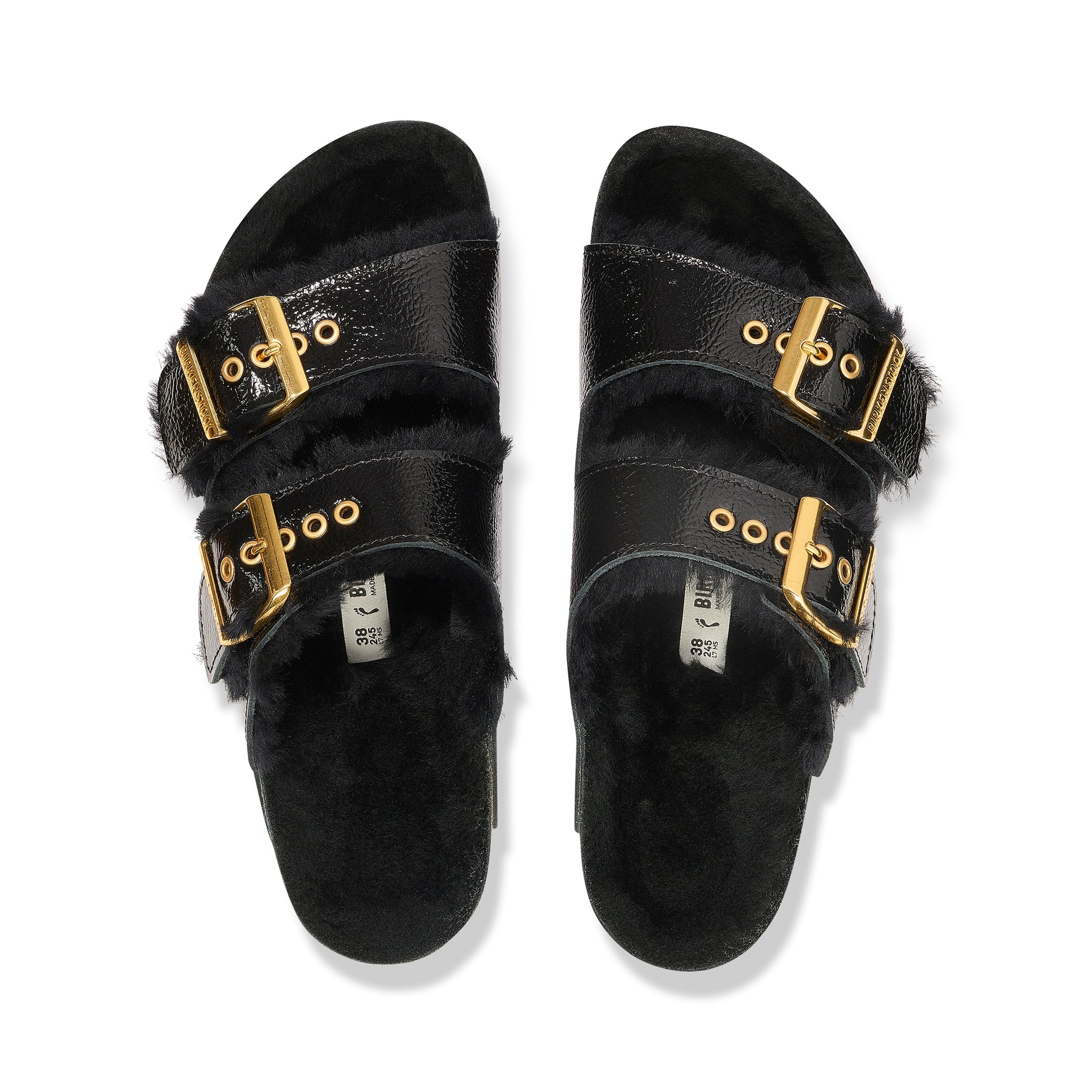 Arizona Shearling Naplak Black Natural Leather Patent/Shearling