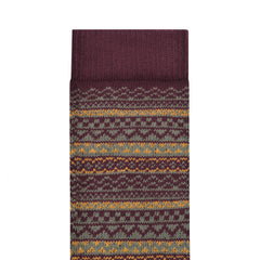 Cotton Pattern Socks Ochre/Zinfandel/Thyme