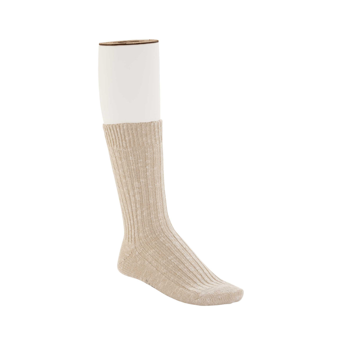 Cotton Slub Socks M Beige White