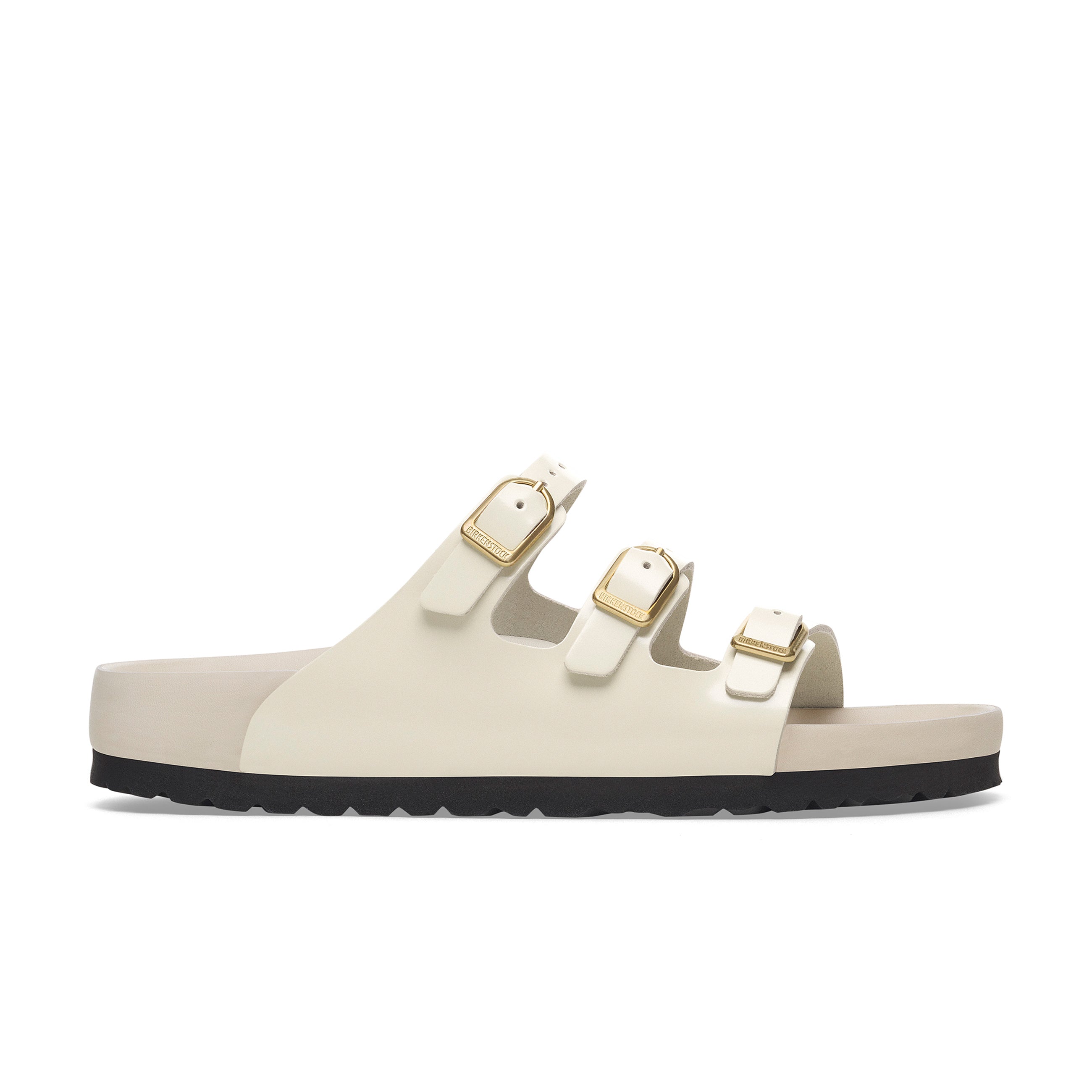 Florida D-Buckle Exquisite High Shine Ecru Natural Leather Patent