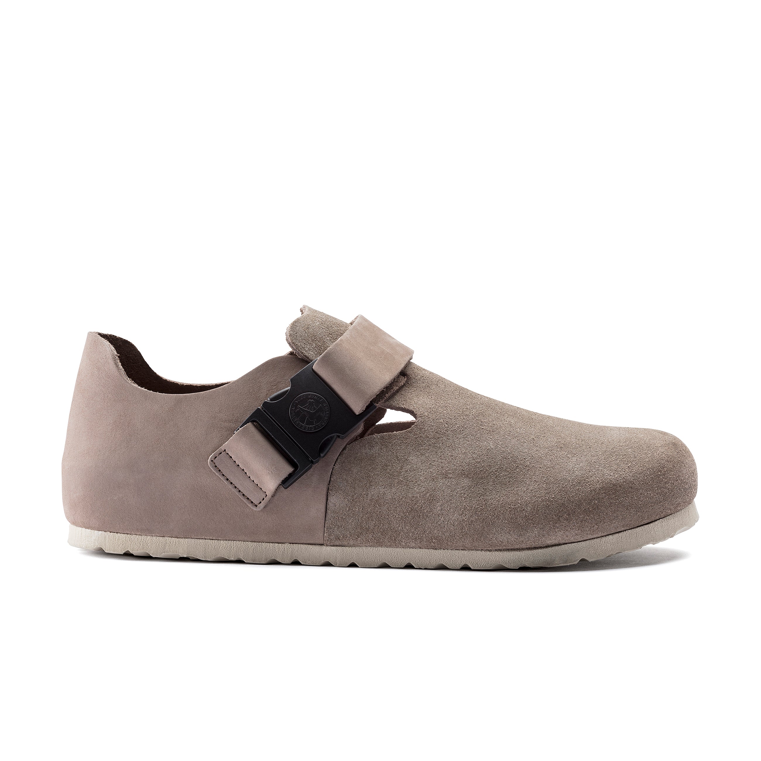 London QR Buckle Taupe Suede Leather
