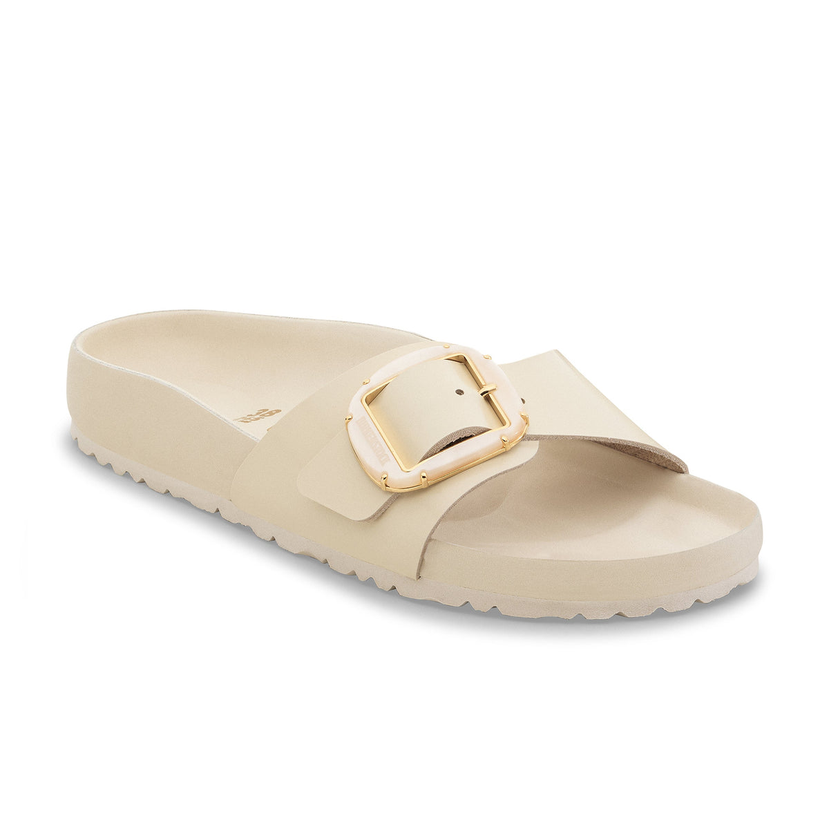 Madrid Pearl Big Buckle High Shine Ecru Natural Leather Patent