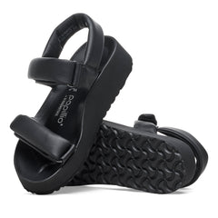 Theda Exquisite Platform Wedge Black Smooth Leather